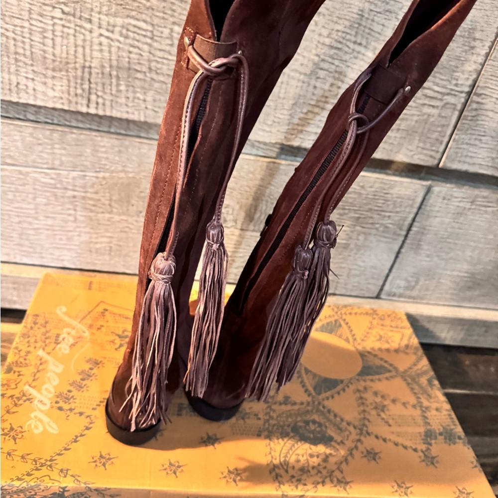 Free People Rich Burgundy Suede Riding Boots - Picture 5 of 7